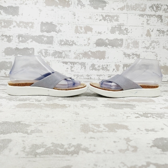 New ECCO Womens Corksphere Leather Grey Tong Sandals D241 - Picture 7 of 13